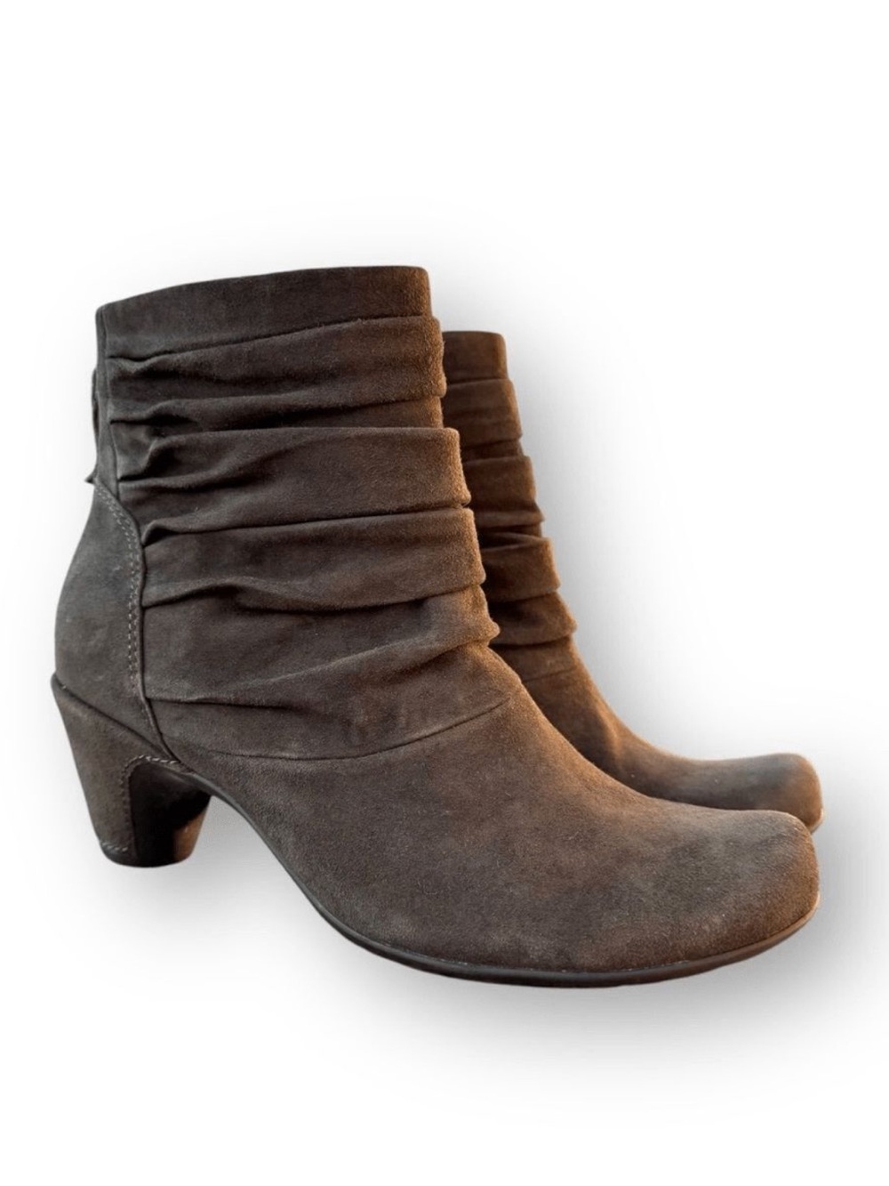 Earthies Vicenza Boot Brown Suede Slouch Zip Up Ankle Bootie Women's size 6.5B